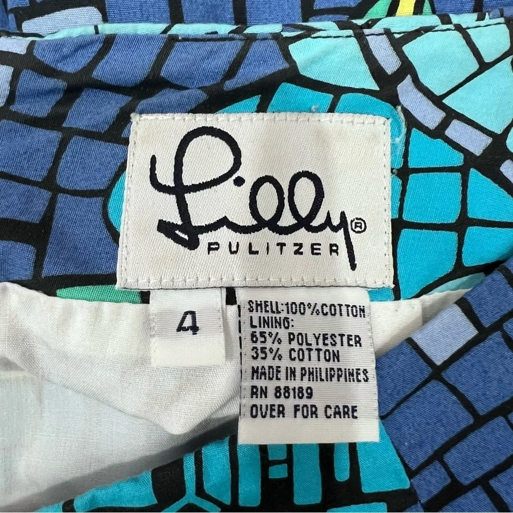 Vintage White Label Lilly Pulitzer Molokini Mosaic Hibiscus Lilly Floral Skirt